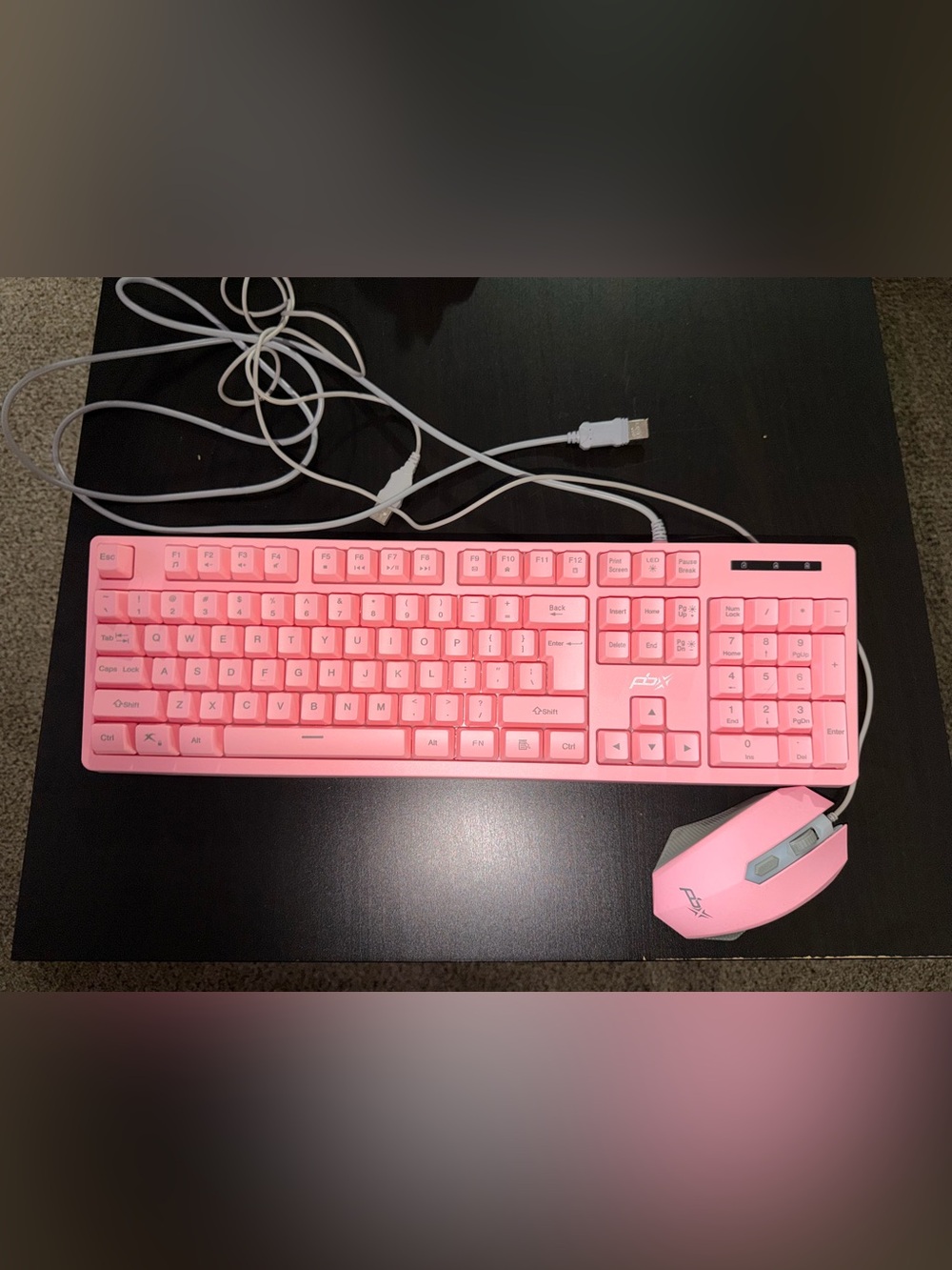 💕 ⌨️ New PBX Pink Wired Gaming Keyboard & Mouse Set